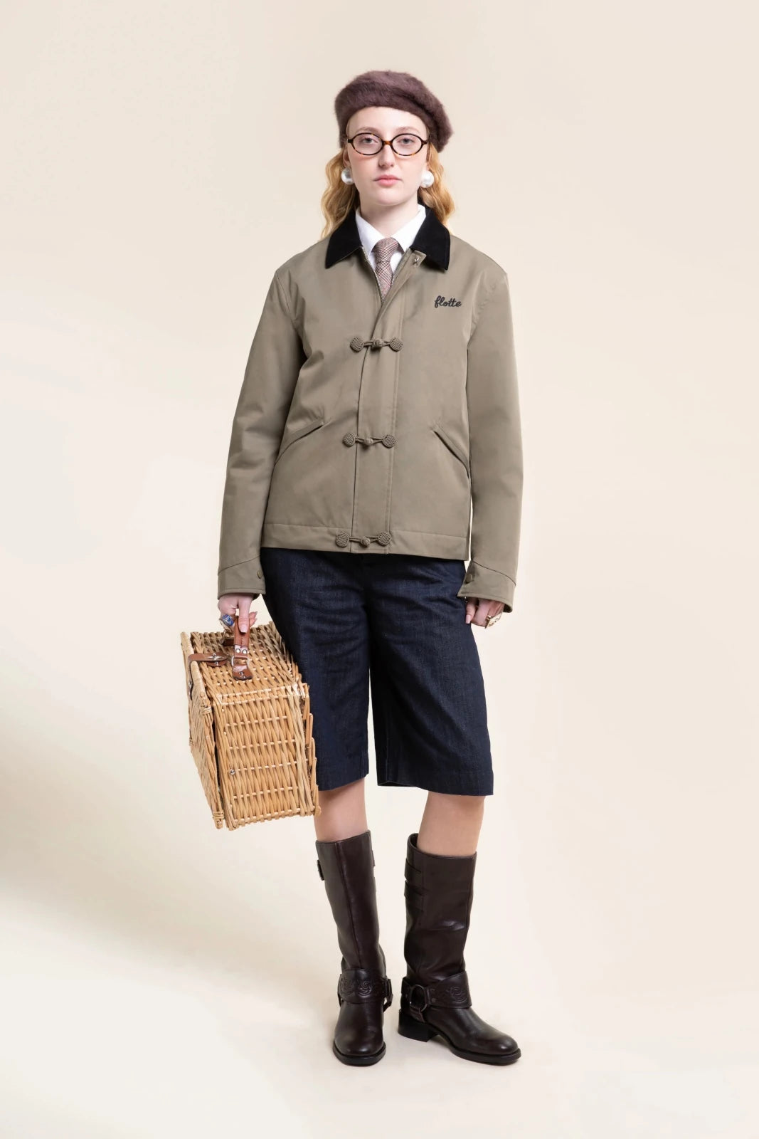 carnot veste imperméable à brandebourgs kaki 