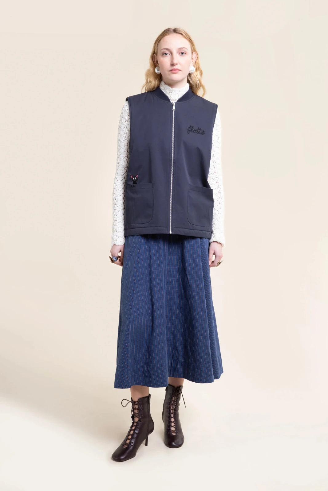 turot gilet sans manches doublure sherpa indigo 