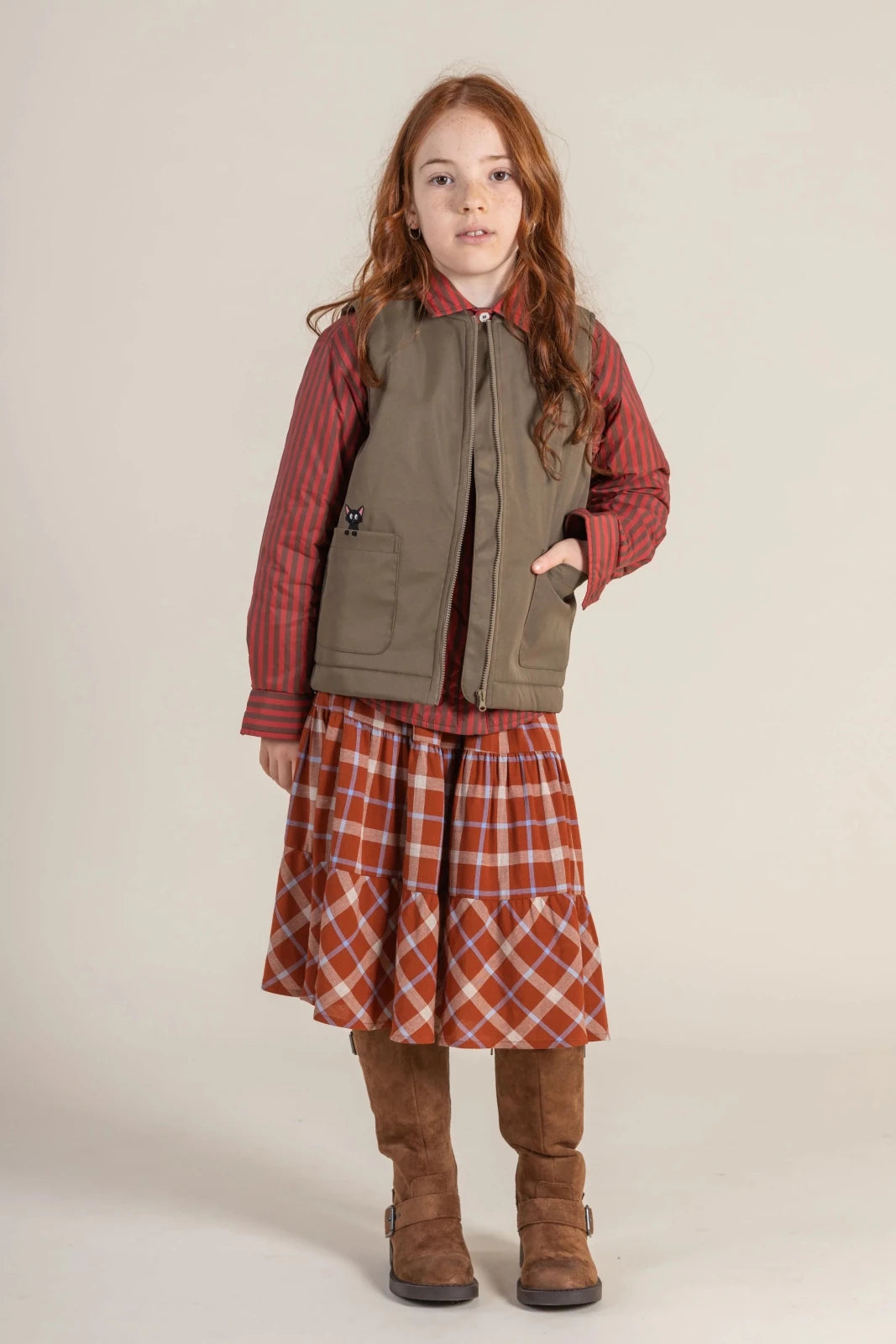 turoti gilet sans manches pour enfant doublure sherpa couleur kaki 