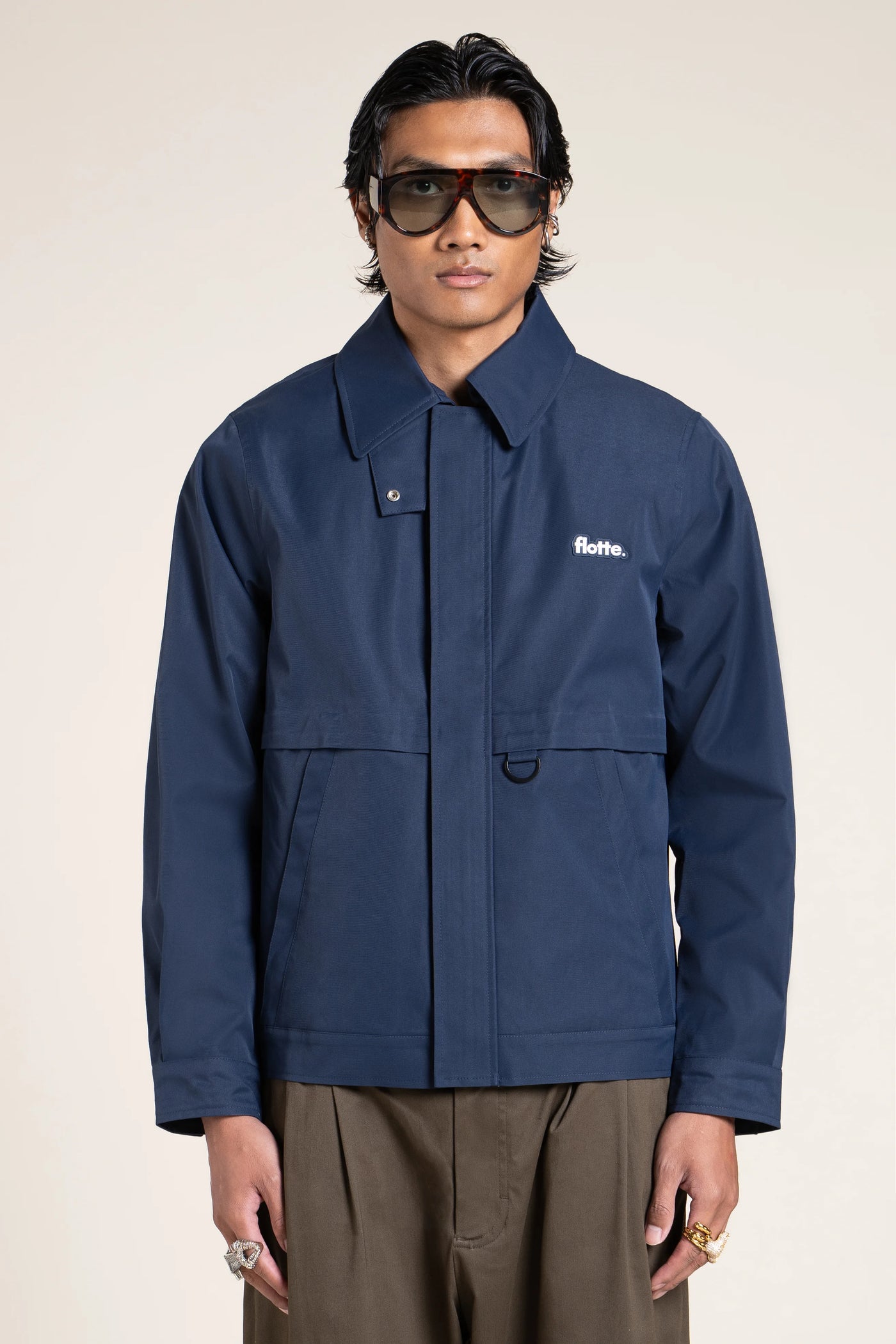 Ambroise - Veste Droite - Flotte couleur indigo  